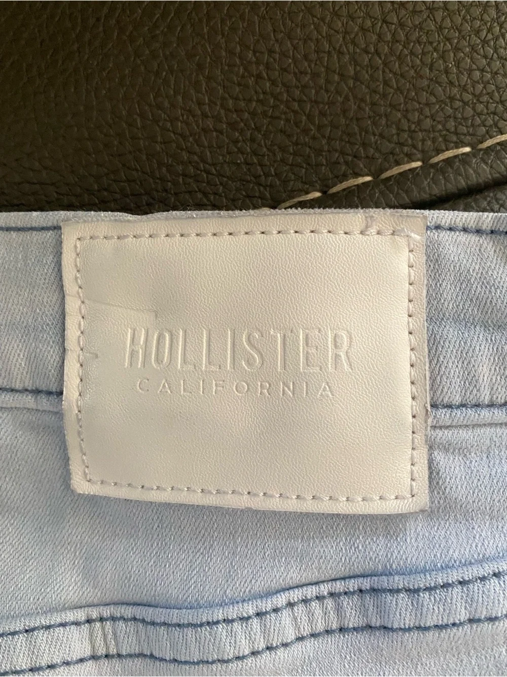 Mens Hollister California Pale Blue Distressed Stacked Skinny Jeans